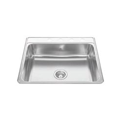 KINDRED CSLA2522-7-4N Kitchen Sink, 25 in OAW, 7 in OAD, 22 in OAH, Stainless Steel, Topmount/Drop-In Mounting, 1-Bowl 