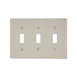 Leviton 000-78011-000 Wallplate, 4-1/2 in L, 2-3/4 in W, 3 -Gang, Thermoset, Light Almond, Smooth 