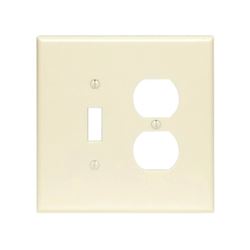 Leviton 86005 Combination Wallplate, 4-1/2 in L, 4-9/16 in W, 2 -Gang, Thermoset Plastic, Ivory, Smooth 