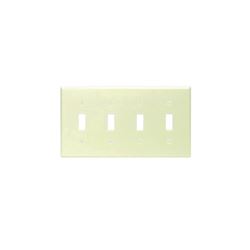 Leviton 001-86012-000 Wallplate, 4-1/2 in L, 2-3/4 in W, 4 -Gang, Thermoset, Ivory, Smooth 