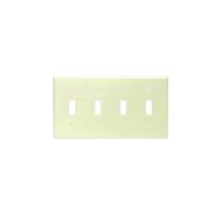 Leviton 001-86012-000 Wallplate, 4-1/2 in L, 2-3/4 in W, 4 -Gang, Thermoset, Ivory, Smooth 