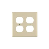 Leviton 86016 Receptacle Wallplate, 4-1/2 in L, 4-9/16 in W, 2 -Gang, Thermoset Plastic, Ivory, Smooth 