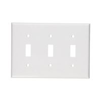 Leviton 001-88011-000 Non-Metallic Wallplate, 4-1/2 in L, 2-3/4 in W, 3 -Gang, Thermoset, White, Smooth 