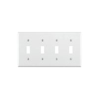 Leviton 001-88012-000 Wallplate, 4-1/2 in L, 2-3/4 in W, 4 -Gang, Thermoset, White, Smooth 