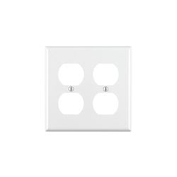 Leviton 88016 Receptacle Wallplate, 4-1/2 in L, 4-9/16 in W, 2 -Gang, Thermoset Plastic, White, Smooth 