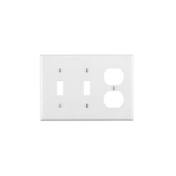 Leviton 88021 Combination Wallplate, 4-1/2 in L, 6-3/8 in W, 3 -Gang, Thermoset Plastic, White, Smooth 