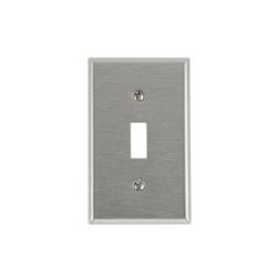 Leviton 003-84001-000 Wallplate, 4-1/2 in L, 2-3/4 in W, 1 -Gang, 430 Stainless Steel, Stainless Steel, Satin 