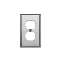 Leviton 84003 Receptacle Wallplate, 4-1/2 in L, 2-3/4 in W, 1 -Gang, 430 Stainless Steel, Silver, Brushed Satin 