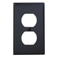 Leviton 80703-E Receptacle Wallplate, 4-1/2 in L, 2-3/4 in W, 1 -Gang, Thermoplastic Nylon, Black, Smooth 