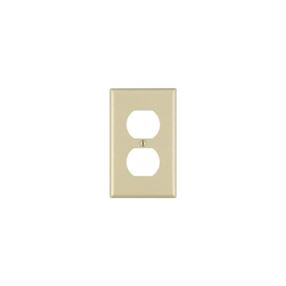 Leviton 86003 Receptacle Wallplate, 4-1/2 in L, 2-3/4 in W, 1 -Gang, Thermoset Plastic, Ivory, Smooth