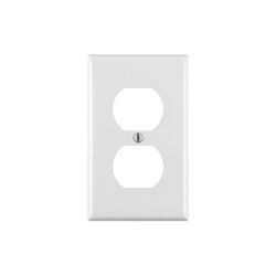 Leviton 88003 Receptacle Wallplate, 4-1/2 in L, 2-3/4 in W, 1 -Gang, Thermoset Plastic, White, Smooth 