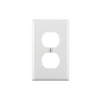 Leviton 80703-W Receptacle Wallplate, 4-1/2 in L, 2-3/4 in W, 1 -Gang, Nylon, White, Smooth, Flush Mounting 