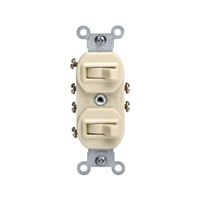 Leviton Traditional 031-05243-00I Combination Switch, 15 A, 120/277 V, Lead Wire Terminal, Ivory 