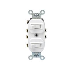 Leviton Traditional 032-05243-00W Combination Switch, 15 A, 120/277 V, Lead Wire Terminal, White 