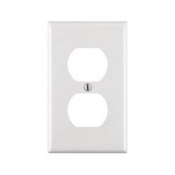 Leviton M24-88003-WMP Receptacle Wallplate, 4-1/2 in L, 2-3/4 in W, 1 -Gang, Plastic, White, Smooth 