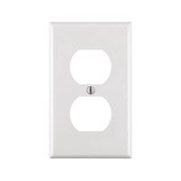 Leviton M24-88003-WMP Receptacle Wallplate, 4-1/2 in L, 2-3/4 in W, 1 -Gang, Plastic, White, Smooth 