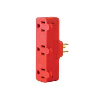Leviton R54-00699-000 Triple Tap Outlet Adapter, 2 -Pole, 15 A, 125 V, 3 -Outlet, NEMA: NEMA 5-15R, Orange 