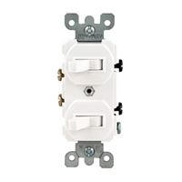 Decora R62-05224-2WS Duplex Combination Double Switch, 15 A, 120/277 V, Lead Wire Terminal, White 
