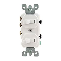 Leviton Traditional R62-05241-0WS Duplex Toggle Switch, 15 A, 120/277 V, Lead Wire Terminal, White 
