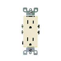 Leviton S01-05325-0IS Duplex Receptacle, 2 -Pole, 15 A, 125 V, Push-In, Side Wiring, NEMA: 5-15R, Ivory 