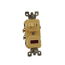 Leviton Traditional Series S03-05226-0IS Duplex Combination Switch, 12 A, 120/277 V, Lead Wire Terminal, Ivory 