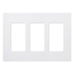Lutron CW-3B-WH Wallplate, 4.69 in L, 6.56 in W, 3 -Gang, Plastic, White, Gloss 