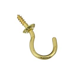 National Hardware N119-685 Cup Hook, 0.39 in Opening, 1-1/2 in L, Brass, Solid Brass 