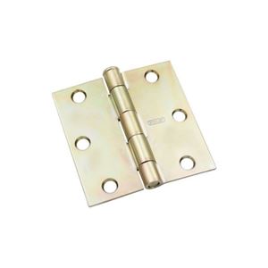 National Hardware N830-266 Square Corner Door Hinge, 3-1/2 in H Frame Leaf, Steel, Brass, Non-Rising, Removable Pin