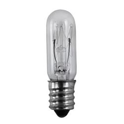 15 watt T4 1/2 Incandescent; Clear; 1000 Average rated hours; 90 lumens; Candelabra base; 130 volts 