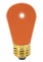11W S11 Ceramic Bulb - Medium Base - Orange - 130V - 1 / Card 