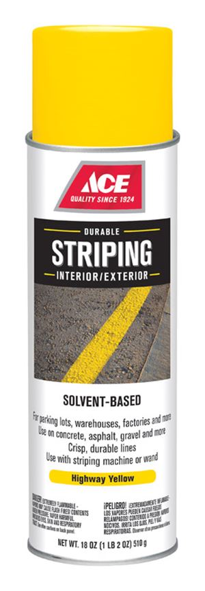 Ace  Striper  Yellow  Solvent-Based Striping Paint Spray  18 oz.