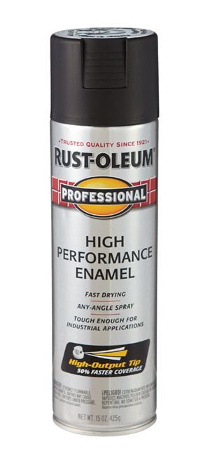 Rust-Oleum  Professional  Flat Black  Enamel Spray  15 oz.