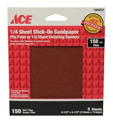 Ace  Aluminum Oxide  Sandpaper  4-1/2 in. L 150 Grit Fine  5 pk 