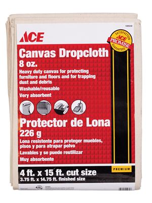 Ace  Heavy Weight  Canvas  Drop Cloth  4 ft. W x 15 ft. L