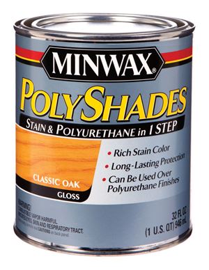 Minwax  PolyShades  Transparent  Polyurethane  Polyurethane Stain  Classic Oak  1 qt.