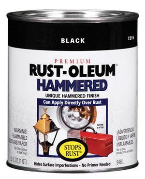 Rust-Oleum  Interior/Exterior  Alkyd-based  Metal Paint  Black  Hammered  1 qt.