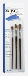Linzer 1/4, 3/8, and 1/2 in. W Flat Ox Hair Artist Paint Brush Set 