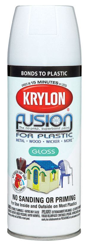 Krylon  White  Gloss  Fusion Spray Paint  12 oz.