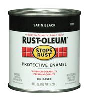 Rust-Oleum  Oil Based  Protective Enamel  Black  Satin  1/2 pt. 