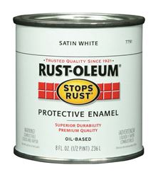 Rust-Oleum  Oil Based  Protective Enamel  White  Satin  1/2 pt. 