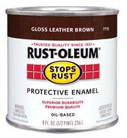 Rust-Oleum  Oil Based  Protective Enamel  Leather Brown  Gloss  1/2 pt. 