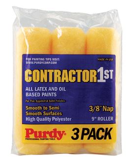 Purdy  Contractor 1st  Polyester  Paint Roller Cover  3/8 in. L x 9 in. W 3 pk