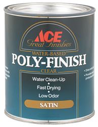Ace  Indoor  Clear  Satin  Water Based Poly-Finish  1 qt. 