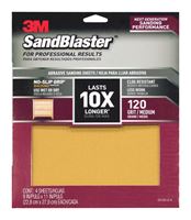 3M  SandBlaster  Sharp Synthetic Mineral  Sandpaper  11 in. L x 9 in. W 120 Grit Medium  4 pk 