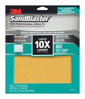 3M  SandBlaster  Sharp Synthetic Mineral  Sandpaper  11 in. L x 9 in. W 80 Grit Coarse  4 pk 