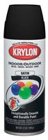 Krylon  Black  Satin  Smooth and Durable Spray Paint  12 oz. 
