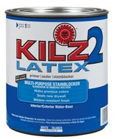 Kilz 2 Latex  Water-Based  Interior and Exterior  Primer and Sealer  1 qt. White  Mildew-Resistant 
