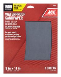 Ace  Silicon Carbide  Sandpaper  11 in. L 1500 Grit Mirror Fine  3 pk 