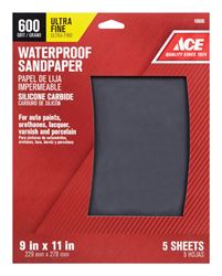 Ace  Silicon Carbide  Sandpaper  11 in. L 600 Grit Ultra Fine  5 pk 