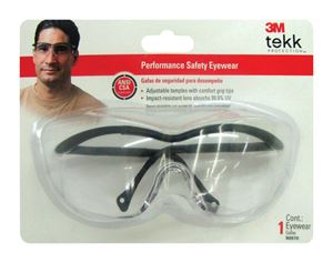3M Tekk  Multi-Purpose  Safety Glasses  Antifog Clear Lens Black Frame Carded